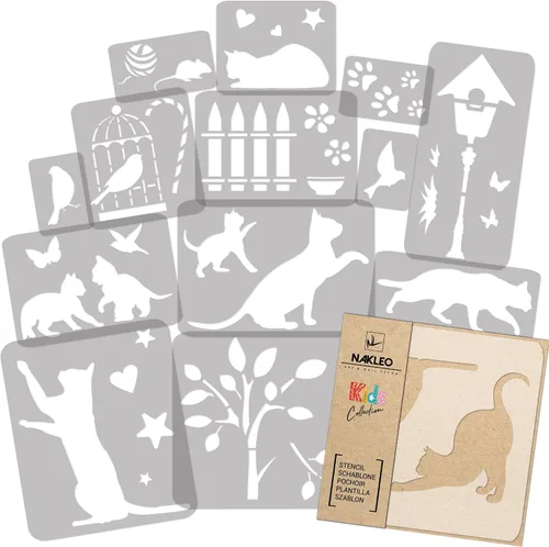 Miniatura 21 de NAKLEO Juego de plantillas de pintura para niños, 14 plantillas de 3.5 x 4.7 pulgadas a 9.1 x 13.4 pulgadas, plantas de otoño, plantillas de dibujo