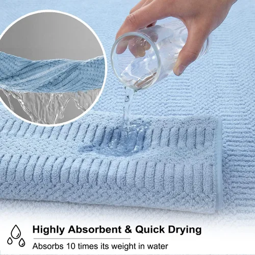 Miniatura 5 de Juego de 8 toallas de baño extra grandes azules - 2 toallas de baño extra grandes, 2 toallas de mano, 4 toallas faciales - 600GSM suaves, altamente