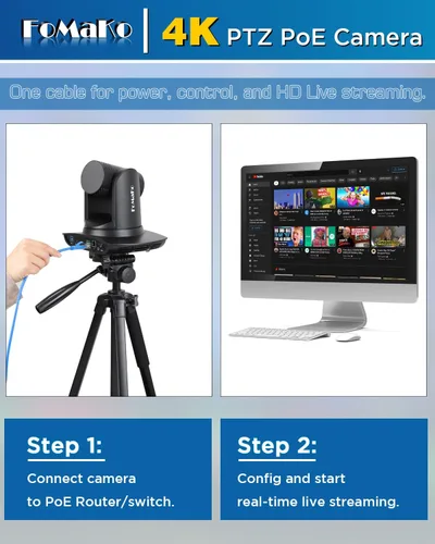 Miniatura 9 de Cámara PTZ FoMaKo 4K HDMI NDI AI con seguimiento automático Gen 3, zoom óptico 20X, cámara PTZ 4K para culto de la iglesia