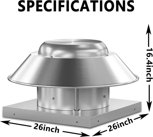 Miniatura 2 de Ventilador de suministro de aire de techo de accionamiento directo Downblast Roof Axial Maquillaje Unidad de Aire -Base de 26 pulgadas, 1/3 HP 115