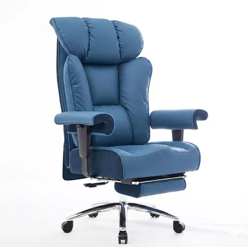 Miniatura 21 de Efomao Silla de oficina grande y alta con reposapiés, silla ejecutiva de respaldo alto de 450 libras con cojín de resorte, tapicería de piel Blanco
