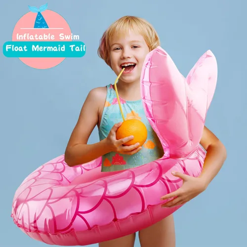 Miniatura 4 de 6 piezas de anillo inflable de natación para niños y niñas, flotador inflable de sirena para niños y niñas, suministros de fiesta de natación, 3