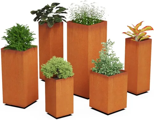 Miniatura 5 de Construye tu propia maceta de acero Corten – Elige tamaño, fondo, drenaje 12 a 48 pulgadas de diámetro Maceta redonda personalizada de acero
