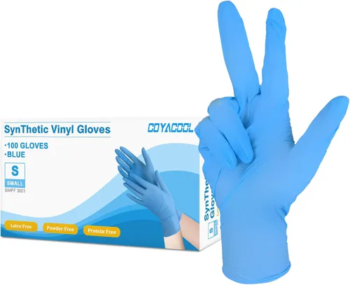 Miniatura 50 de Guantes desechables medianos, de mezcla de nitrilo y vinilo, sin látex, 100 unidades, guantes de grado alimenticio para limpieza, preparación de Azul