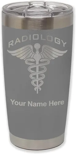 Miniatura 35 de LaserGram Vaso aislado al vacío de 20 onzas, radiología, grabado personalizado incluido (azul claro)