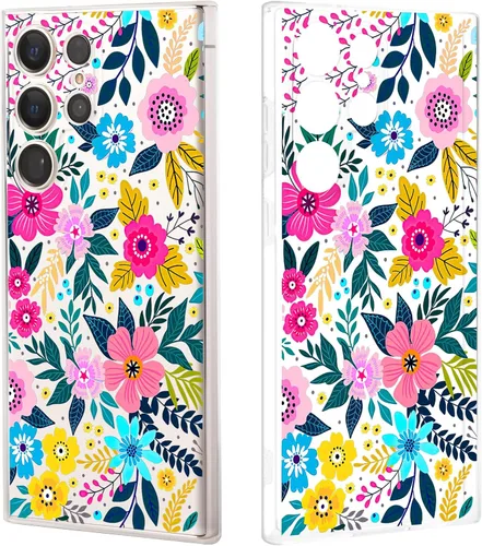 Miniatura 16 de Funda ultra transparente para Samsung Galaxy S23 con diseño de flores, TPU suave y delgado, patrón floral, transparente, funda protectora para niñas