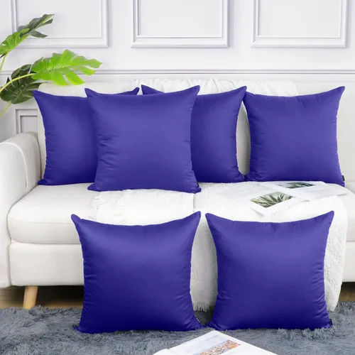 Miniatura 51 de Coddsmz Paquete de 6 fundas de almohada decorativas 100% algodón, fundas de cojín cuadradas de Navidad sólidas para el hogar, cama, sofá, día