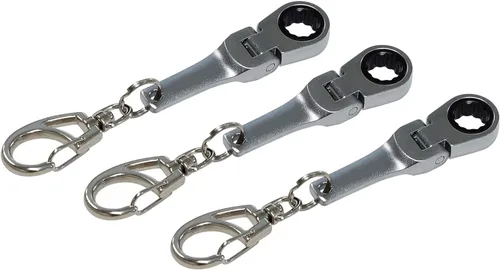 Miniatura 5 de GT/ Rotors Llave de trinquete de 10 mm con cabeza flexible, llavero con mosquetón