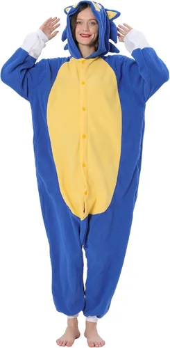 Miniatura 4 de BDZaigozaiwu Pijama sónico para adultos, disfraz de Halloween, de una sola pieza, ropa de dormir para hombres y mujeres