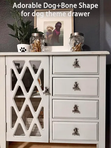 Miniatura 4 de Paquete de 6 perillas metálicas para armario de perro y hueso para mascotas, para armario, cajón, aparador, puerta, manijas de un solo agujero