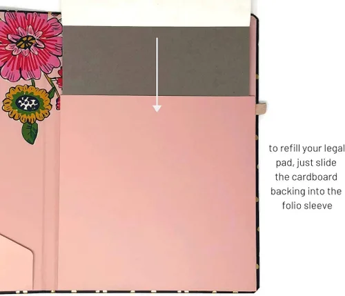 Miniatura 4 de Vera Bradley - Carpeta portapapeles con bloc de notas recargable, padfolio negro con bolsillo interior y trabilla para bolígrafo, lunares dorados