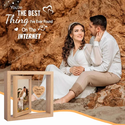 Miniatura 7 de Marco de fotos con texto en inglés "You're The Best Thing I've Ever Found on the Internet", marcos de fotos románticos para parejas, regalos