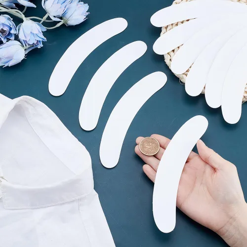 Miniatura 3 de 10 piezas de repuesto de cuello de pestaña blanca para clero, accesorio de tarjeta de collar de camisa de plástico, insertos de cuello para camisa