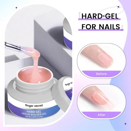 Miniatura 3 de Gel constructor de gel duro para uñas, fuerte y duradero, esculpir en 3D nude para extensión de uñas, 2 onzas (transparente y nude, 1 onza x 2)