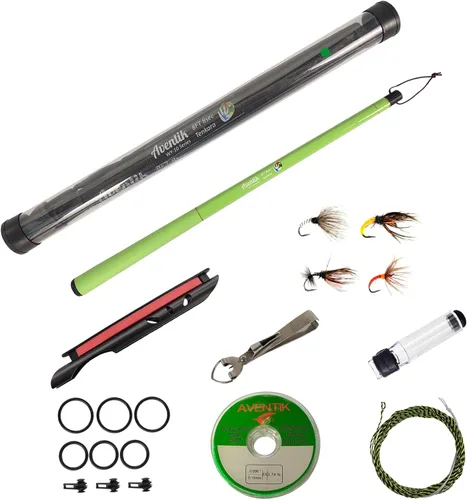 Aventik FreshStart Tenkara Rod de 7 pies/8 pies, Kit Completo de Caña Tenkara para Principiantes, Fibra de Carbono 24T, Fácil de Lanzar, Flexible,