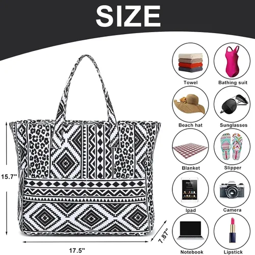 Miniatura 4 de Bolsa de playa y piscina para mujer, grande, bolsa de gimnasio con compartimento húmedo para viajes, impermeable