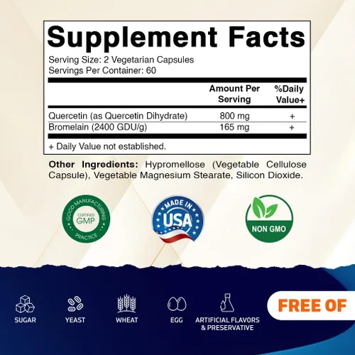 Miniatura 2 de Vitamatic Quercetina con Bromelina – 120 Cápsulas Vegetarianas.