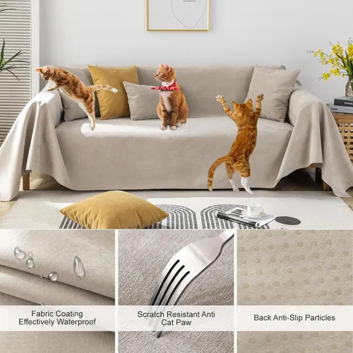 Miniatura 2 de STACYPIK Funda de sofá impermeable para perros y gatos, antideslizante, color caqui, para mascotas, resistente al agua, protector de muebles