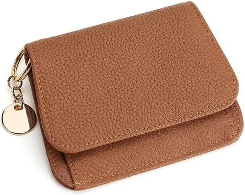 Mudono - Billetera pequeña para mujer con bloqueo RFID, de cuero genuino, tarjetero, billetera delgada de tres pliegues con bolsillo con cremallera