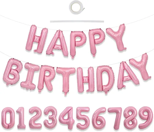 Miniatura 8 de TONIFUL Juego de globos negros de feliz cumpleaños y números de 16 pulgadas, globos de letras de aluminio metálico con globos de 0 a 9 dígitos