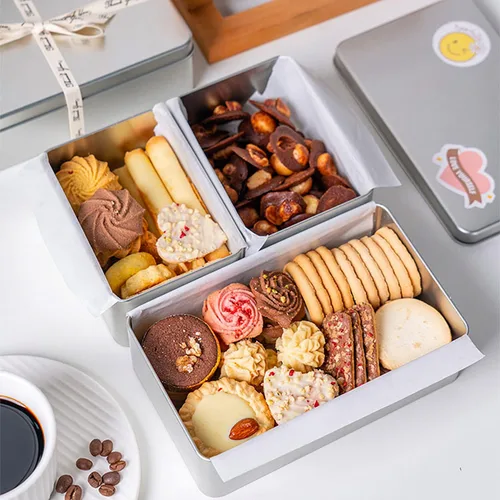 Miniatura 4 de Coobbar Caja vacía de latas de metal con tapa, paquete de 6 latas de acero inoxidable para golosinas, regalos, velas, recuerdos y manualidades