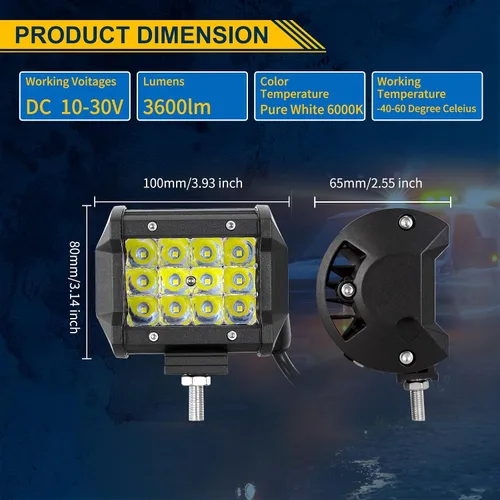 Miniatura 2 de SKYWORLD Barra de Luz LED de 22 pulgadas Recta 270W Combo de Foco e Inundación Barra de Luces Todo Terreno + 2PCS Pods LED de 4 Pulgadas 36W de Foco