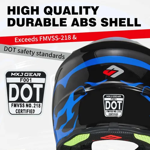 Miniatura 8 de Casco de Bicicleta de Tierra para Jóvenes Niños para Niños y Niñas, F001 Casco de Motocicleta de Cara Completa para Todoterreno ATV Conducción