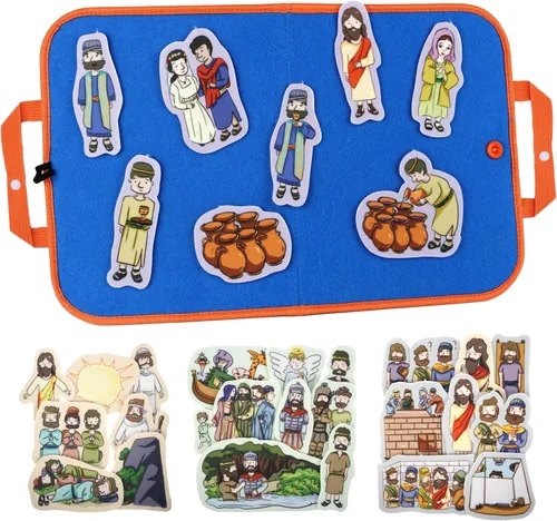 Miniatura 9 de CHEFAN Paquete de 4 Conjunto de Historias Bíblicas de Tablero de Fieltro, las Historias de Tablero de Franela Incluyen Adán y Eva, la Escalera