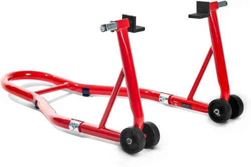 Miniatura 13 de Soporte para rueda delantera y trasera de motocicleta (850 lb), soporte de elevación de brazo oscilante, color negro, U+L