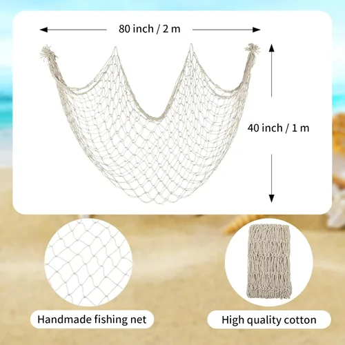 Miniatura 2 de Paquete de 2 Decoraciones de Red de Pesca para Fiesta Beige