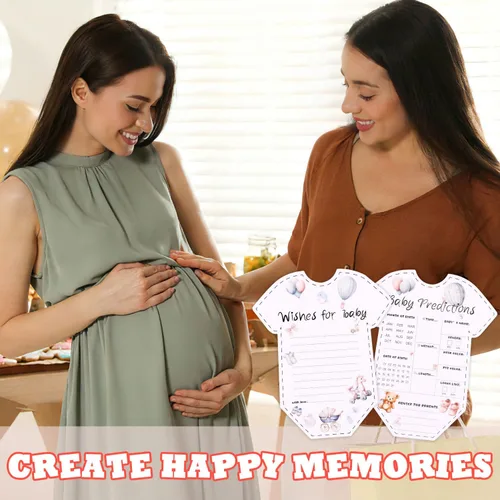 Miniatura 4 de CCINEE 50 tarjetas de predicción para baby shower, juegos de revelación de género, tarjetas de deseos y consejos para niños y niñas, padres recién
