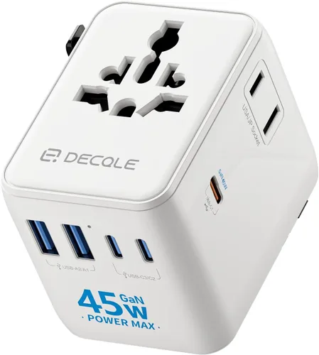 Miniatura 16 de Adaptador de viaje universal, adaptador de enchufe de viaje internacional con 2 puertos USB-C y 2 puertos USB-A, con toma de corriente AC adicional