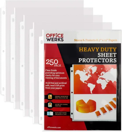 Miniatura 8 de Office Werks 100 protectores de hojas, resistente de 8.5 x 11 pulgadas, página transparente para carpeta de 3 anillas, fundas de plástico para hojas