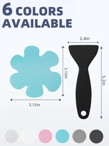 Miniatura 2 de Secopad Calcomanías para bañera antideslizantes, 24 piezas de peldaños de ducha de seguridad con raspado premium (azul)