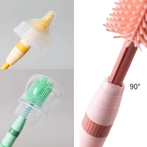 Miniatura 4 de Chemimoso Cepillo pequeño de silicona para biberones de bebé recién nacidos, anticólicos, cepillo limpiador portátil de botellas de viaje, apto