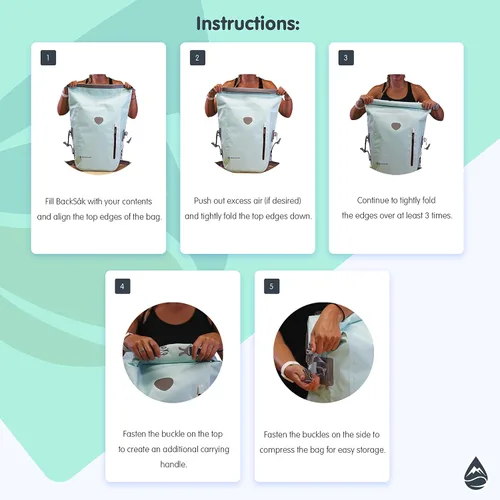 Miniatura 9 de Skog Å Kust BackSak Mochila impermeable de servicio pesado - Bolsa de equipo para deportes, viajes y más - Tamaños de 25 y 35 litros Gris