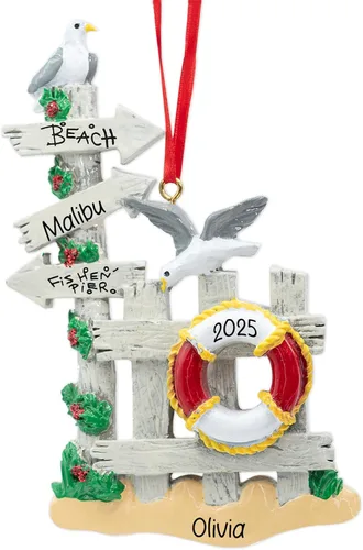 Miniatura 10 de Adorno de Navidad personalizado para la playa 2026, personalización gratuita, vacaciones de verano, vacaciones en la playa, decoración con palmera