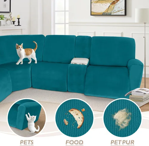Miniatura 618 de Arfntevss Fundas de sofá seccional reclinable de terciopelo, Funda de sofá seccional de esquina para sofá reclinable, Funda elástica suave
