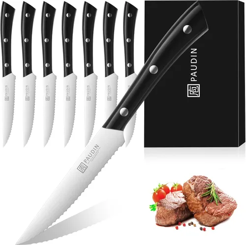 Miniatura 8 de PAUDIN Cuchillo de chef, cuchillo de carne de 10 pulgadas, cuchillos de corte de pechuga ultra afilados, cuchillo de cocina de acero inoxidable