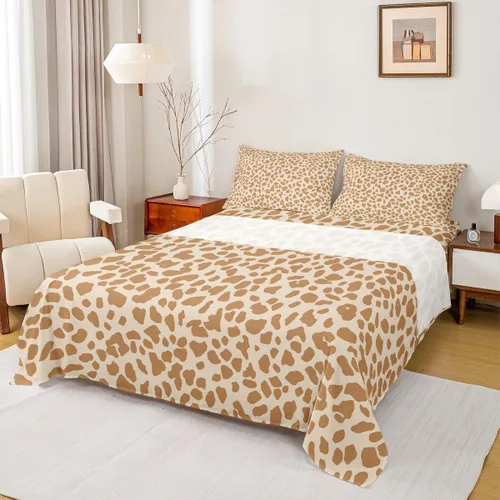 Miniatura 36 de Juego de sábanas abstractas de piel de guepardo, tamaño individual, decoración de lujo para habitación de niños, niñas y mujeres, juego de ropa