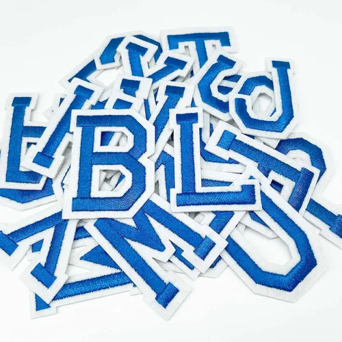 Miniatura 14 de Jongdari Parches para planchar con letras y números para ropa, parches de alfabeto bordado de 2" para chaqueta Letterman A-Z y apliques 0-9 para Rojo
