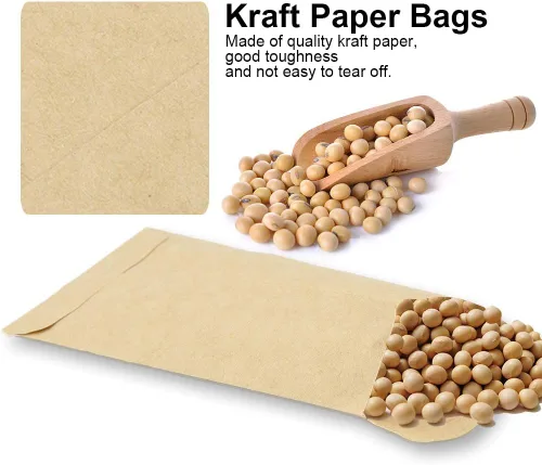 Miniatura 3 de Tyenaza Paquete de 100 bolsas de papel kraft de 6 x 11 pulgadas para almacenamiento de semillas, sobres en blanco, bolsas de papel para semillas