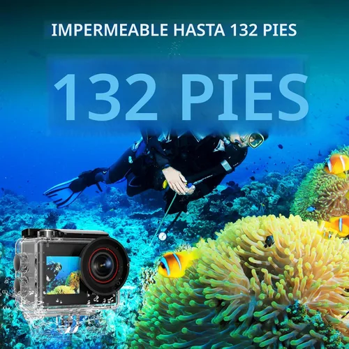 Miniatura 4 de ODDV Cámara de acción 4K60FPS de 30MP con LCD frontal y pantallas traseras táctiles, cámara subacuática con zoom 5X, cámara impermeable de 132 pies