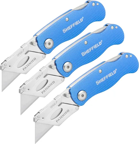 Sheffield 12514 Cuchillo Utilitario Plegable Paquete de 3, Rellenos para Calcetines, Regalos para Hombres, Regalos para Papá, Hojas de Cuchillo