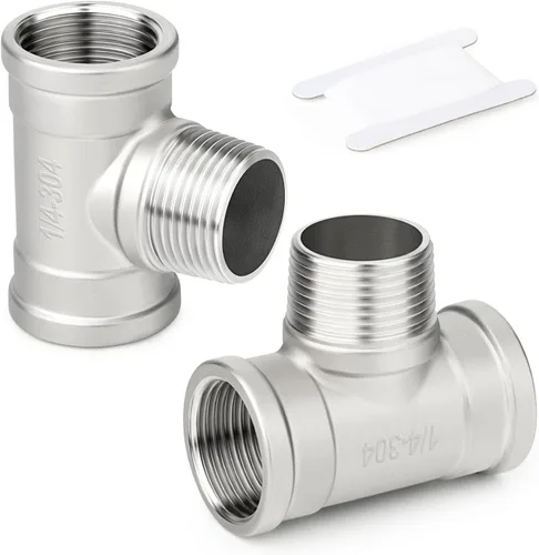 Miniatura 42 de TAISHER 2 piezas de accesorios de tubo en T de acero inoxidable 304, accesorios de tubo hembra NPT de 1-1/2" x 1-1/2" x 1-1/2