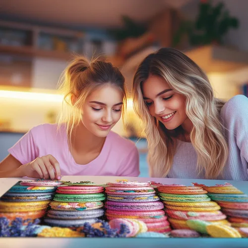 Miniatura 6 de Rompecabezas de 1000 piezas para adultos, rompecabezas de comida, rompecabezas de paleta de macarrón 1000 piezas, rompecabezas creativos