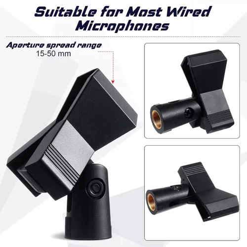 Miniatura 5 de 4 clips de micrófono para soportes con 4 adaptadores ajustables, soporte de micrófono, abrazadera de soporte de micrófono inalámbrico con adaptador