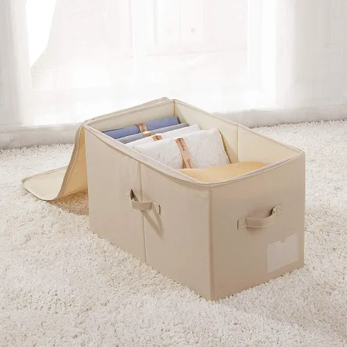 Miniatura 5 de iwill CREATE PRO Paquete de 2 contenedores de almacenamiento plegables de tela para ropa, ropa de cama, juguetes, mantas, organizador de mantas