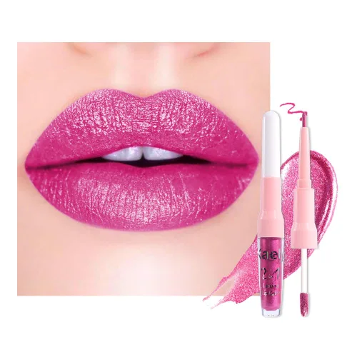 Miniatura 29 de evpct Juego de delineador de labios y lápiz labial metálico rosa claro, para mujeres, de larga duración, impermeable, 24 unidades, color rosa claro