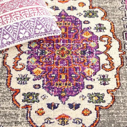 Miniatura 5 de SAFAVIEH Colección Monaco - Alfombra para pasillo, 2.2 x 8 pies, color violeta y azul claro, diseño bohemio chic de medallón envejecido,